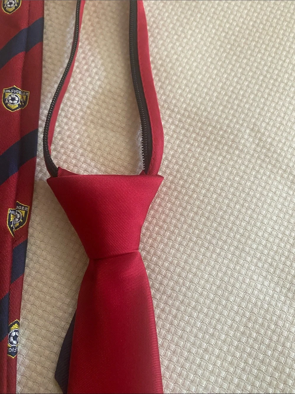 Tommy Hilfiger Boys Red Striped and Solid Pre-Tied Neckties